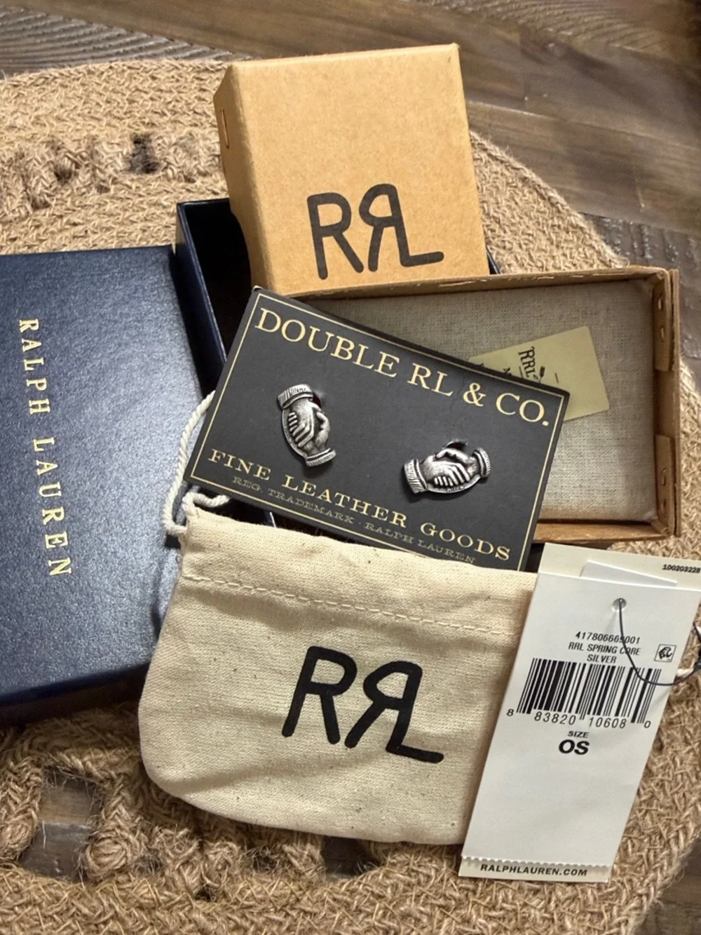 Ralph Lauren Double RL Silver Handshake Cufflinks